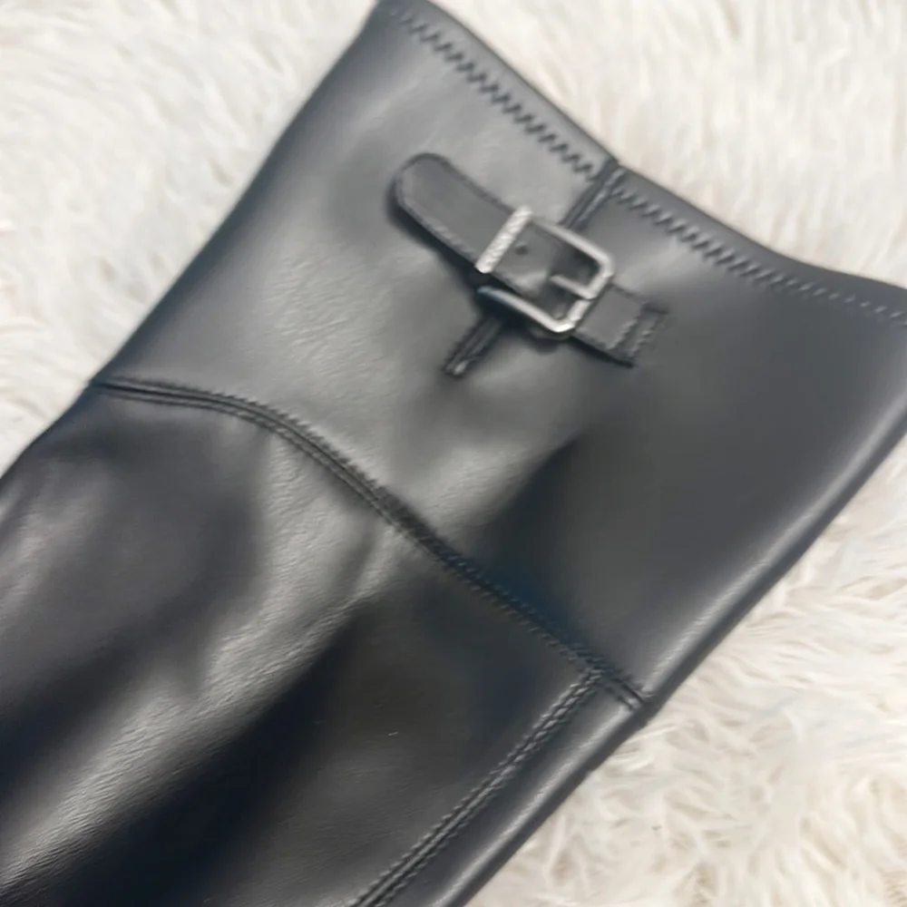 NEW Nine West Nans Black biker lug sole over the knee buckle boot women size 6